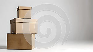 Stack of Cardboard Boxes on a Plain Background Ready for Shipping or Storage. Simple, Clean, Minimalistic Design