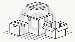 Stack of Cardboard Moving Boxes Vector Illustration, vector design Generative AI