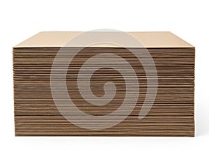 Stack of cardboard sheets isolated on white background