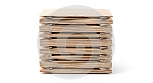Stack of cardboard sheets isolated on white background