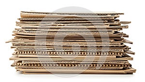 Stack of cardboard sheets isolated on white background