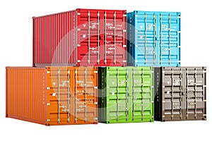 Stack of cargo containers. 3D rendering