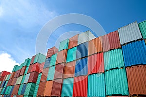 Stack of Cargo Containers at the docks photo