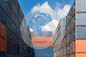 Stack of cargo containers at the docks