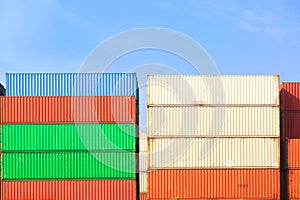 Stack of Cargo Containers in an intermodal yard