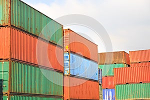 Stack of Cargo Containers in an intermodal yard