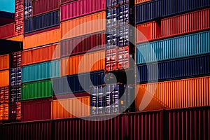 Stack of Cargo Containers in an intermodal yard