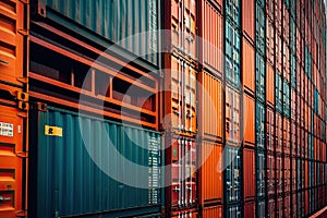 Stack of Cargo Containers in an intermodal yard