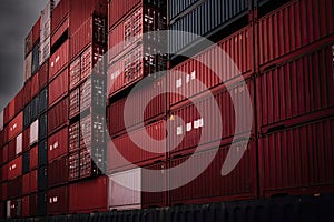 Stack of Cargo Containers in an intermodal yard