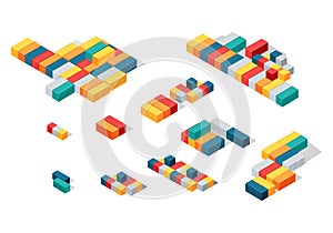 Stack of Cargo or Intermodal Containers. Vector