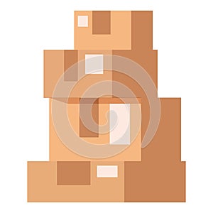 Stack of carton boxes icon cartoon vector. Storage retail