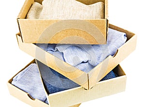 Stack of cartons with clothes