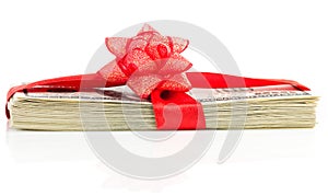 Stack of Cash With Red Bow