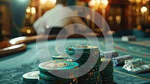 The Stack of Casino Chips.AI generated image