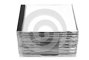 Stack of CD discs in boxes
