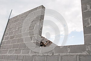 Stack of cement blocks at the construction site