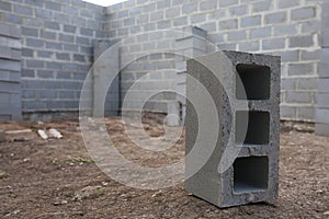 Stack of cement blocks at the construction site