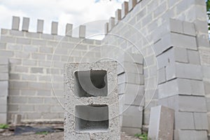 Stack of cement blocks at the construction site