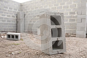 Stack of cement blocks at the construction site