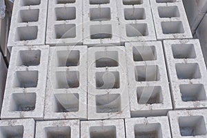 Stack of cement blocks at the construction site.