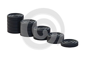 Stack of checkers isolated on white background. Intellectual board game