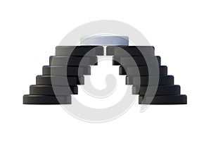 Stack of checkers isolated on white background. Intellectual board game