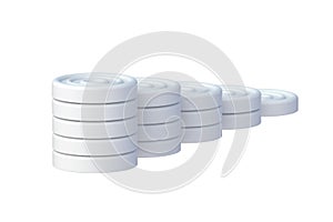 Stack of checkers isolated on white background. Intellectual board game