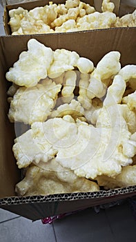 stack of the chinese delicacy dried fish bladder.