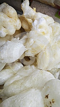stack of the chinese delicacy dried fish bladder.