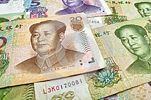 Stack of Chinese yuan