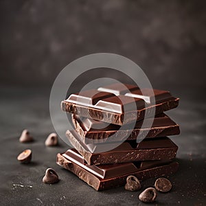 Stack of chocolate bars with chocolate chips