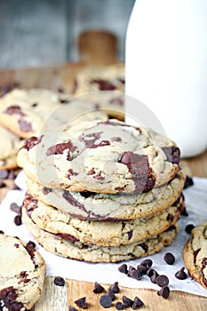 Stack of chocolate chip cookies