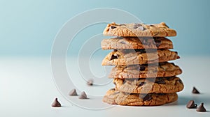 A stack of chocolate chip cookies.AI generated image