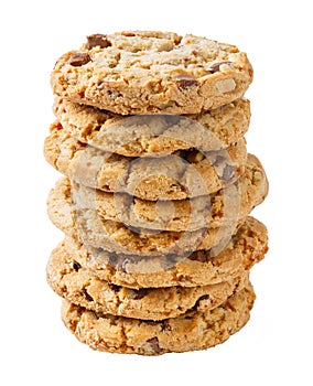 Stack of chocolate chunk crispy cookie