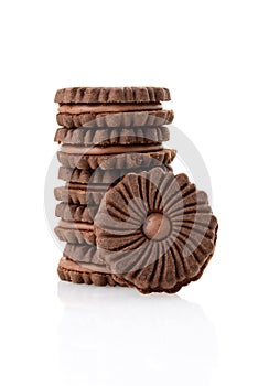 Stack of chocolate fudge swirl cookies