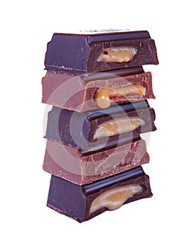 Stack of chocolate pieces