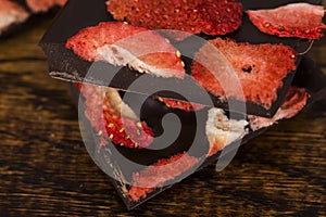Stack of chocolate slices with strawberry
