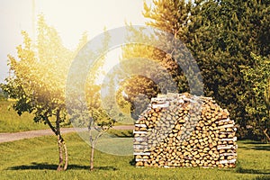 Stack of chopped firewood