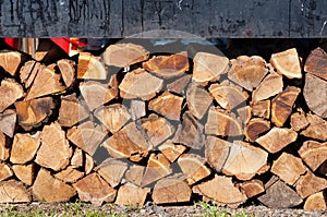 Stack of chopped firewoods