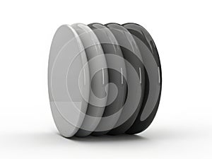 Stack of circular objects, isolated on white background