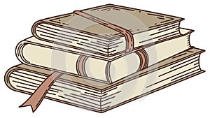 Stack of Classic Books with a Bookmark, Promoting Reading, vector design Generative AI