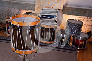 Stack of classic wooden drums
