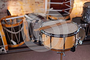Stack of classic wooden drums