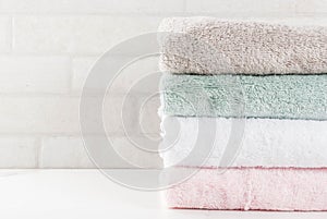 Stack clean bath towels