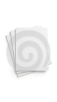Stack of clean, blank white paper sheets isolated on white background