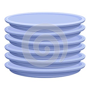 Stack of clean blue plates ready for serving dinner