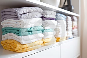 stack of clean cloth diapers on a shelf
