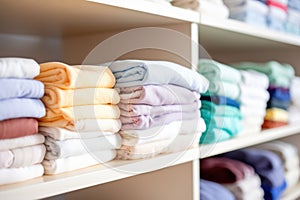 stack of clean cloth diapers on a shelf