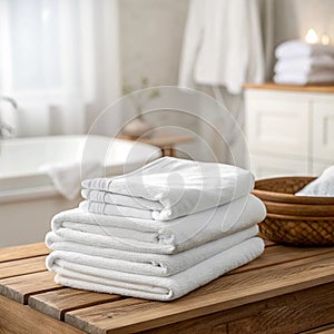 Stack of Clean Folded Laundry Bedding Sheets