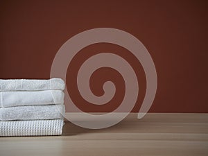 Clean towels folded on table